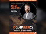 A promotional poster for Cannavision’26 featuring Jason Adelstone, Attorney, MBA, with event details and a professional headshot.