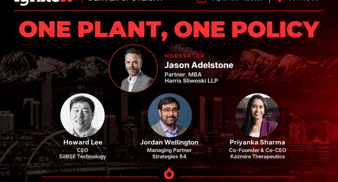 Event banner for “IgniteIt: Denver Spotlight” with moderator Jason Adelstone and speakers Howard Lee, Jordan Wellington, and Priyanka Sharma; event date is September 18, 2026, in Denver, CO.